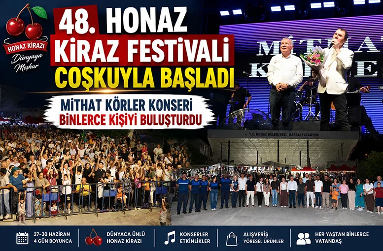 48. Honaz Kiraz Festivali Coşkuyla Başladı: Mithat Körler Konseri Binlerce Kişiyi Buluşturdu