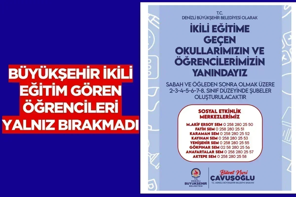 Büyükşehir ikili eğitim gören öğrencileri yalnız bırakmadı
