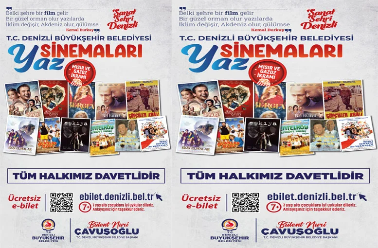 Denizli Büyükşehir Belediyesi Yaz Sineması ilanı 27-28-29-30 Temmuz