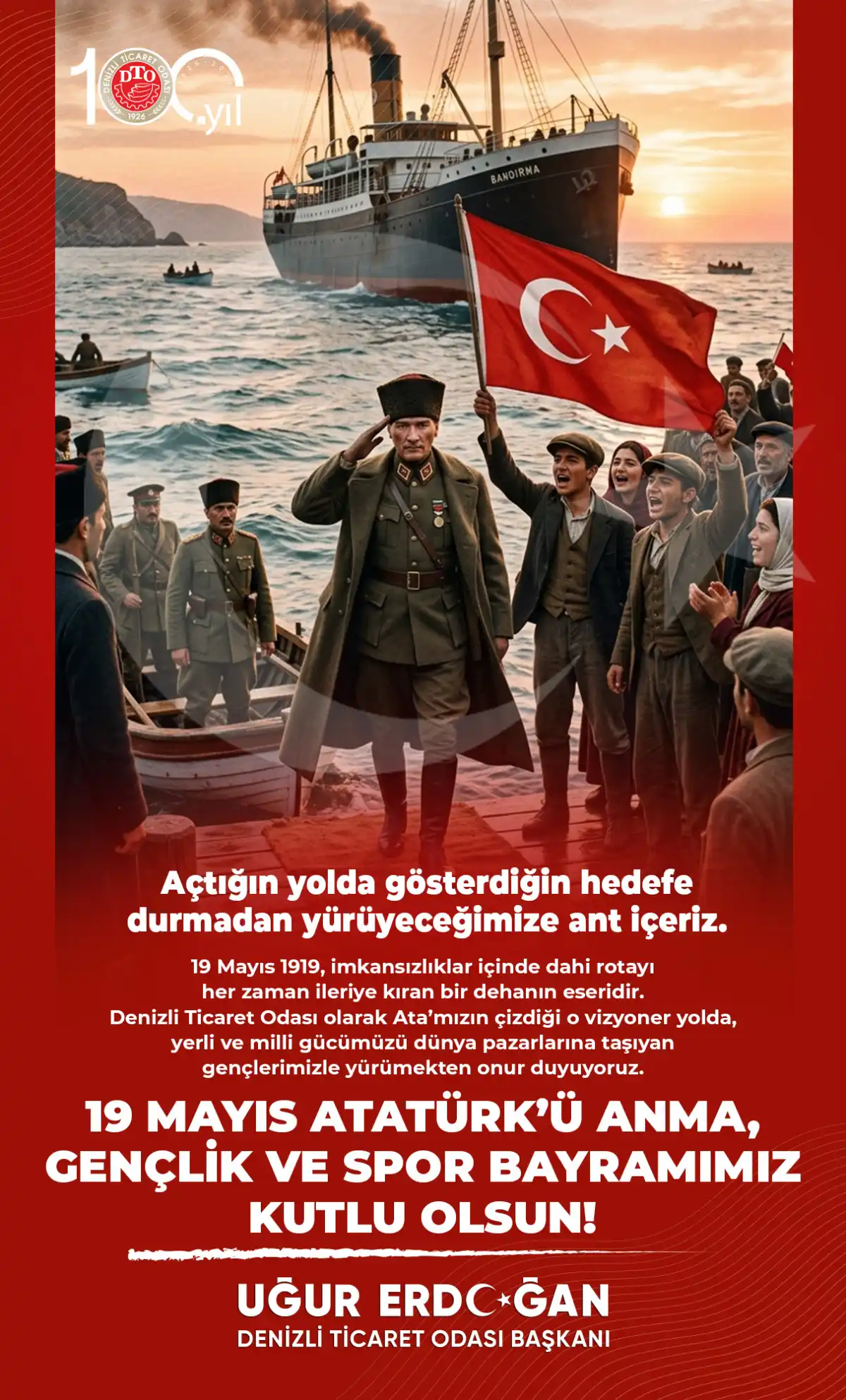 Denizli ticaret odası 19 Mayıs  kutlama ilanı