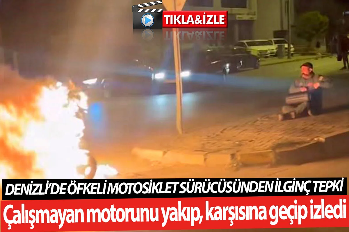 Denizli’de öfkeli motosiklet sürücüsünden ilginç tepki