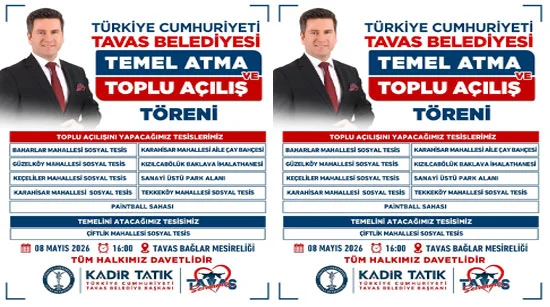 Tavas Belediyesi Toplu Açılış Töreni İlanı